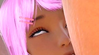 Close-up pussy fuck of petite busty anime girl AI