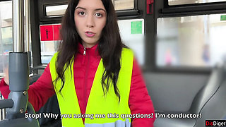 Bus Conductor DisDiger Caught Cheating Passengers and Gets Punished Hard with Creampie and Blowjob