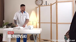 Threesome massage session