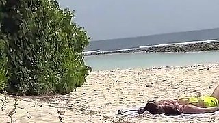 Pervert Jerks off Busty MILF and Her Stepdaughter and Cums on Their Faces While They Sunbath