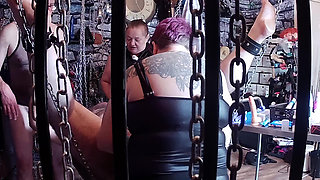 Part 3:- Domina Satana & Lanista Bear teaching pegging video with The Izars