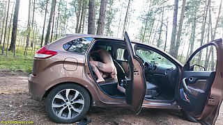 Teen Surprised While Masturbating in the Car