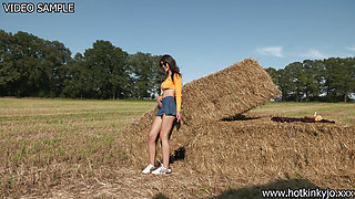 Hotkinkyjo in Short Blue Skirt Fuck Big Dildo From Mrhankey & Anal Prolapse on the Field