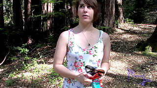 Forest blowjob from young amateur Princess Leia in outdoor POV roleplay