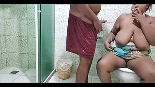 Hot Mature Enters the Bathroom with Her Naughty Stepson and Takes a Lot of Cum in Her Mouth