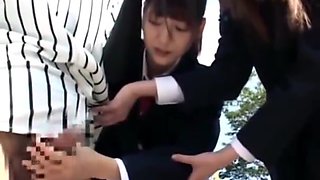 Sweet Japanese School Girl Learn to Handle Dicks
