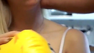 Penny's handjob with sex doll