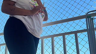 Chubby Latina Balcony Fart Session Thick Ass Releasing Loud Stinky Farts Outdoor