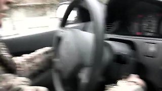 Toilet slut sucking cock