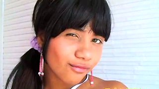 Latina schoolgirl fucks dick