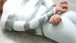 She Left the Silly Wannabe Hero Powerless and Humiliated in Tape Bondage!