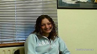 Nervous British Teen First Time Porn Audition in Stockings & Heels