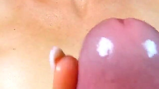 POV Oily Handjob - Blonde MILF Wife Stroking My Dick Until I Cum on Her Tits