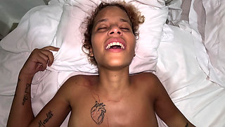 18yo Ebony Latina Getting Creamed up with Cum
