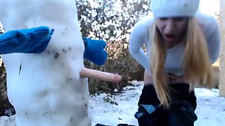 Masturbating busty blonde teen on couch with big toys