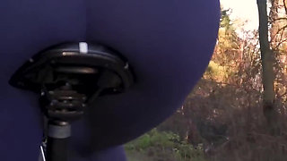 Hot Milf In Yoga Pants Riding A Bicycle And Teasing Her Big Ass