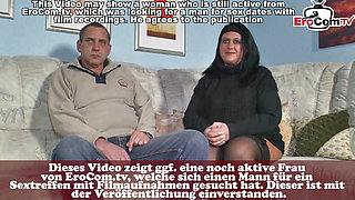 Fat German housewife does a MMF threesome casting