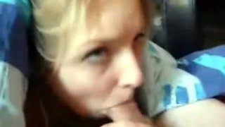 Cute blonde girlfriend wakes up and gives me blowjob