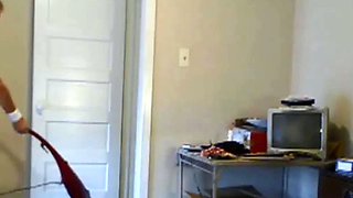 ROBERT RICHARD MILGATE CLEANING IN PANTYHOSE AND HEELS
