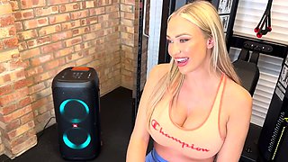 Blowjob service provided by big tittied bombshell MILF