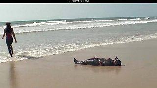 Clingfilm Fun On The Beach