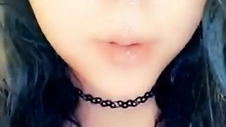 Busty curly brunette with big boobs fucks on couch