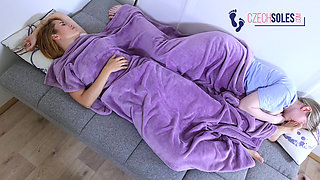 Girl on Girl Foot Worship and Smelling in Bed