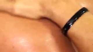 Amazing girl washes his body and then massages it