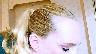 MILF blonde live toys webcam show in shower
