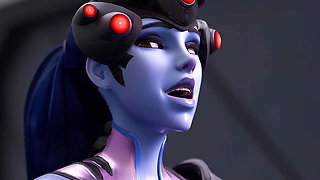 Widowmaker gives a sensual buttjob and receives cumshot on her perfect ass