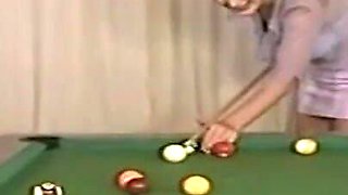 Threesome double penetrated ass fucking threesome in the pool table
