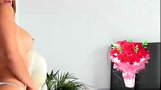 Big Boobed Blonde Masturbates With A Dildo In The Bathroom