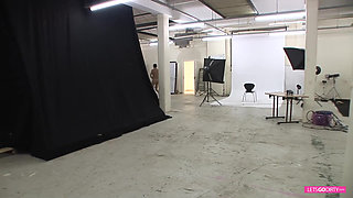 Ebony big titted babe on high heels likes that white cock everywhere