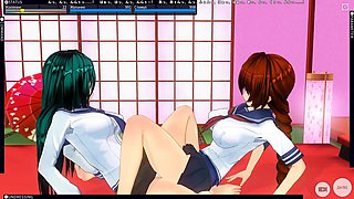 3D Hentai Girls Lesbians Cum After Lessons
