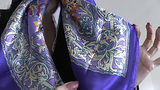 Elegant, Shiny Satin Headscarf Fashion Show JOI, Lady Victoria Valente