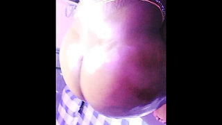 Ebony SSBBW Dildo Squirt on a Table