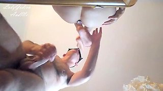 Wine drunk MILF gets pussy licked then fucked hard on table in doggy & missionary - Lady Godiva homemade amateur