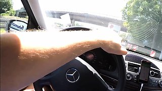 Car ride with blowjob from redhead teen
