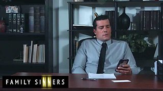 Gina Valentina's stepdaughter fantasy - petite brunette rides dad hard in family roleplay