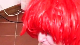 The Italian mistress fucks the slave and pisses in his mouth