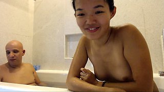 Asian sexy amateur teen in shower rubbing
