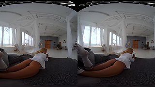 Bombshell In Bed - Big Tits Blonde Solo Striptease