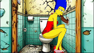 Married Housewife Gets Fucked In A Public Dirty Restroom. Cartoon. Simpsons Parody.