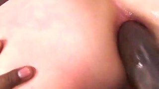 Casting brunette slut gets her ass fucked and creampied by big black cock