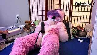 Pink Furry Vicky Tart goes WILD on VacuGlide