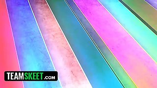 Teamskeet - frolic teenagers packed with petite boobs ready to bust down Big Cocks
