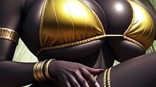 African Woman Sexy Pose in Jungle with Music (ai Animation)