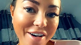 Brunette amateur babe strips off and masturbates