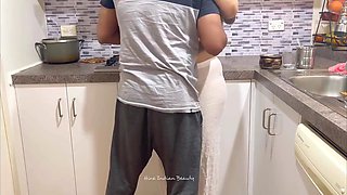 Big Booty Desi Woman Pleasured By Friends Husband In Kitchen - Loud Kissing And Moaning