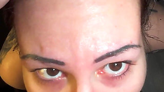 Goth Girlfriend Gives Deepthroat Blowjob and Gets Facial